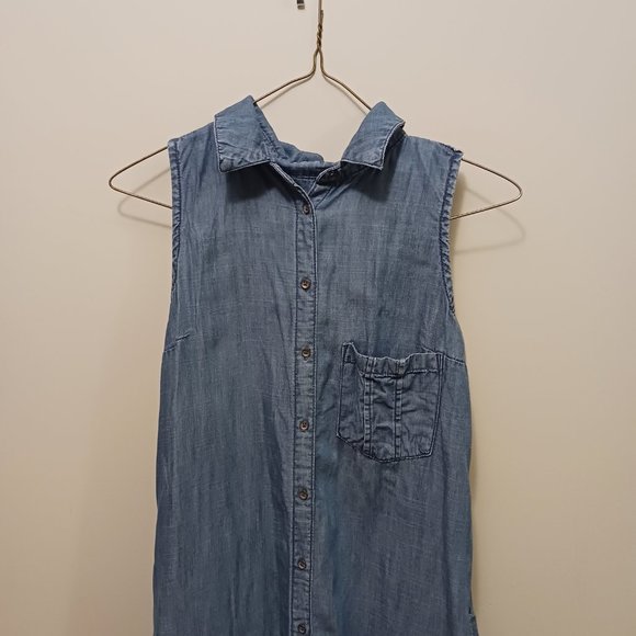 EDC by ESPIRIT 1990s style sleeveless demin jean shirt dress - Picture 9 of 12